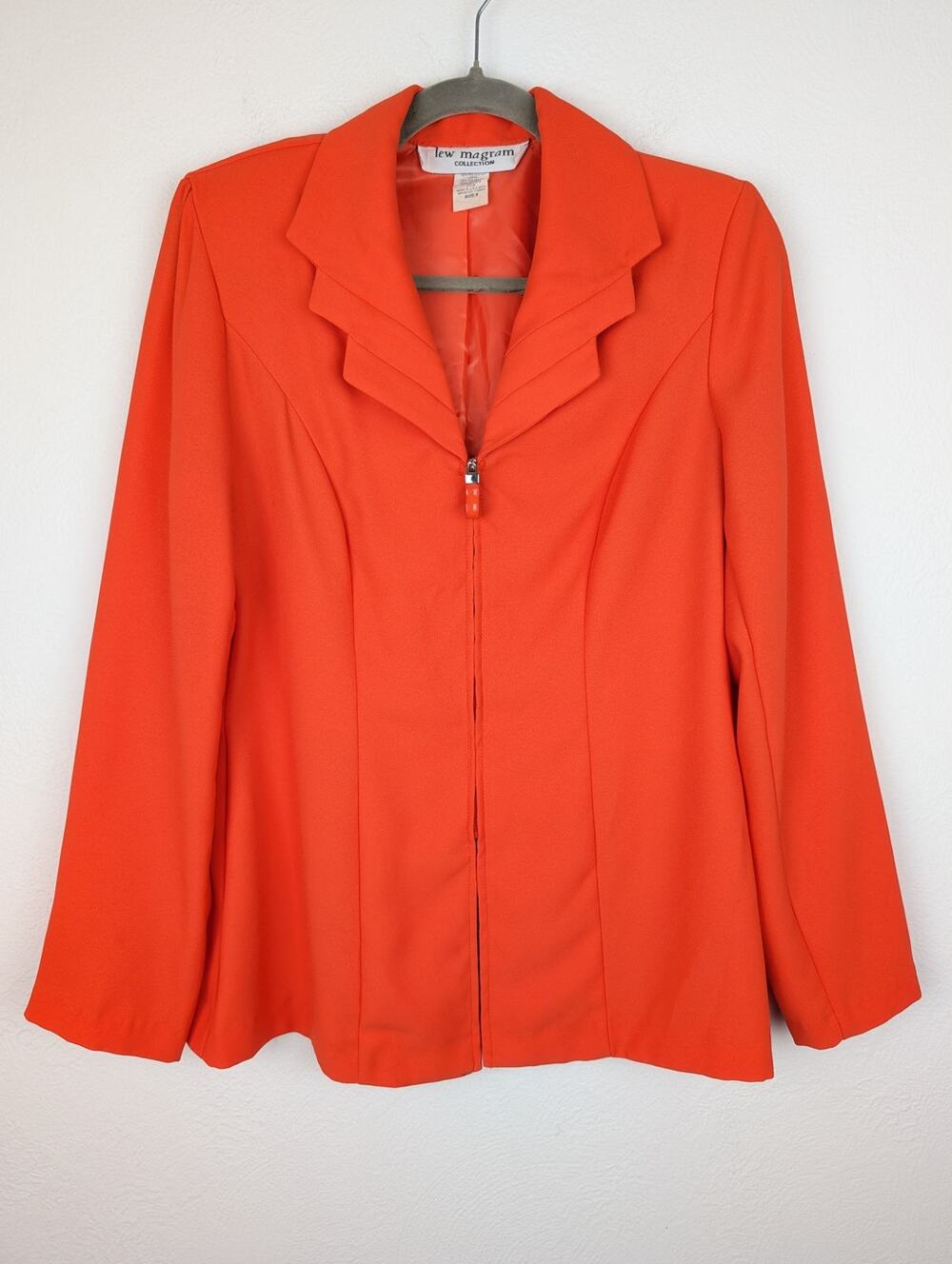 Lew Magram Blazer Jacket 70s Mod Vintage Eclectic Indie Hippie Orange Size 8
